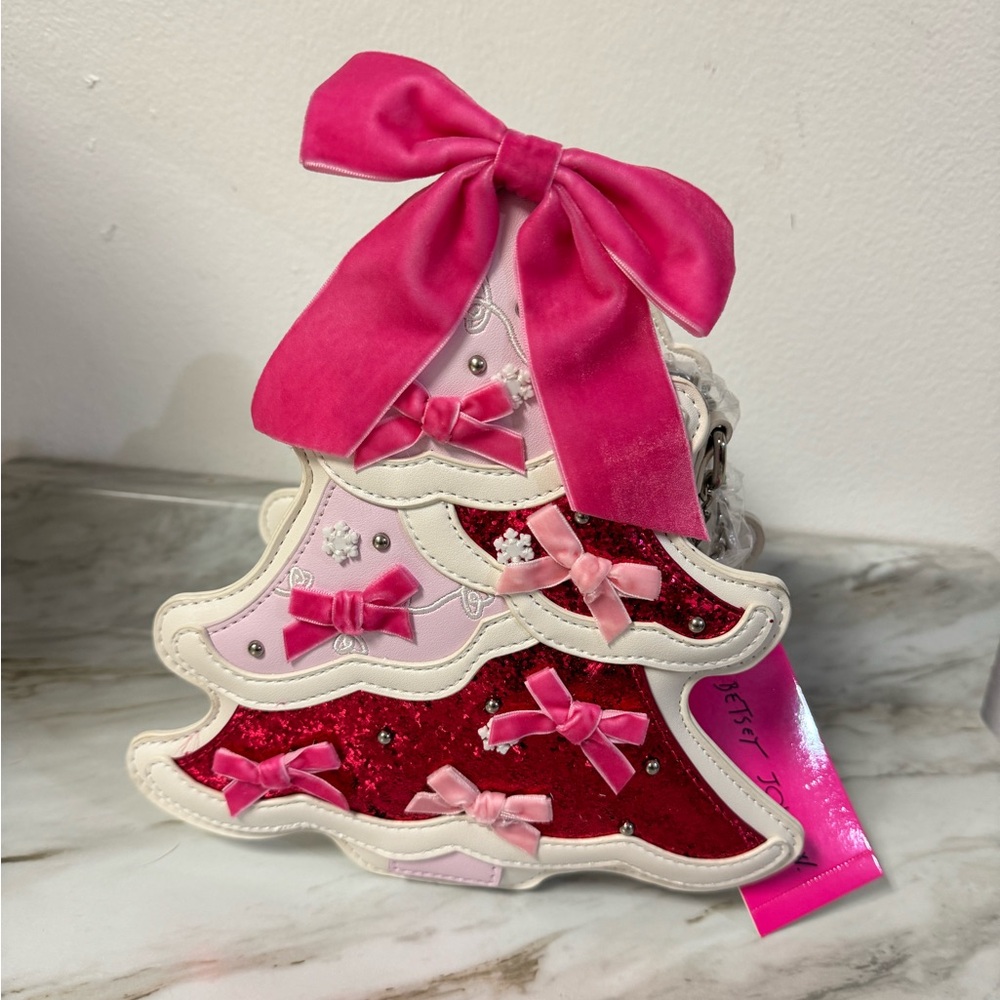 Betsey Johnson Pink Christmas Bow Coquette Tree Crossbody
